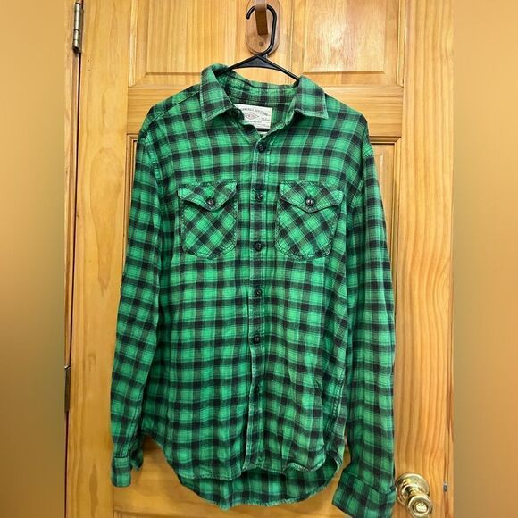 American Eagle men’s size M green plaid button down shirt - Picture 1 of 8